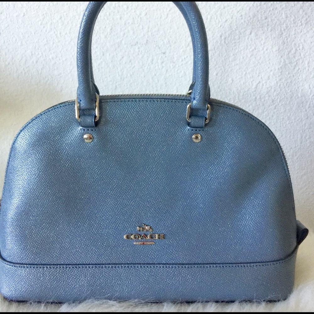 Coach blue glitter small satchel crossbody bag